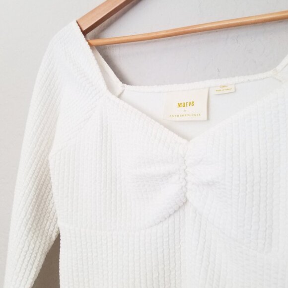 Maeve By Anthropologie Textured Sweetheart Knit Top Ivory White Size XS $78 - Picture 8 of 15